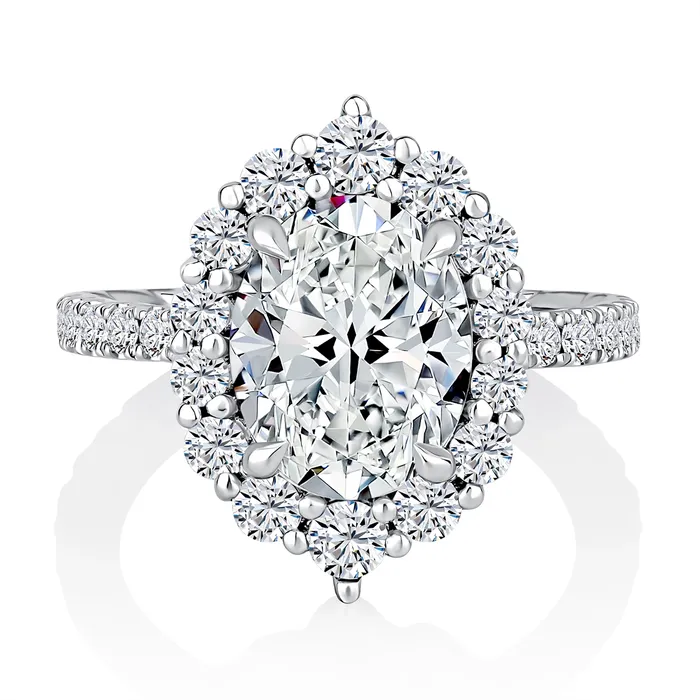 Rings A Jaffe 14K White Gold Diamond Semimount Ring with Oval Halo A Jaffe Rings A Jaffe 14K White Gold Diamond Semimount Ring with Oval Halo A Jaffe