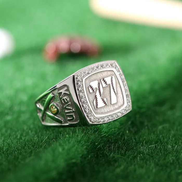 Rings Belbren Custom 925 Sterling Silver Baseball Signet Ring with Personalized Name Number Unique Gift for Baseball Fans and Players