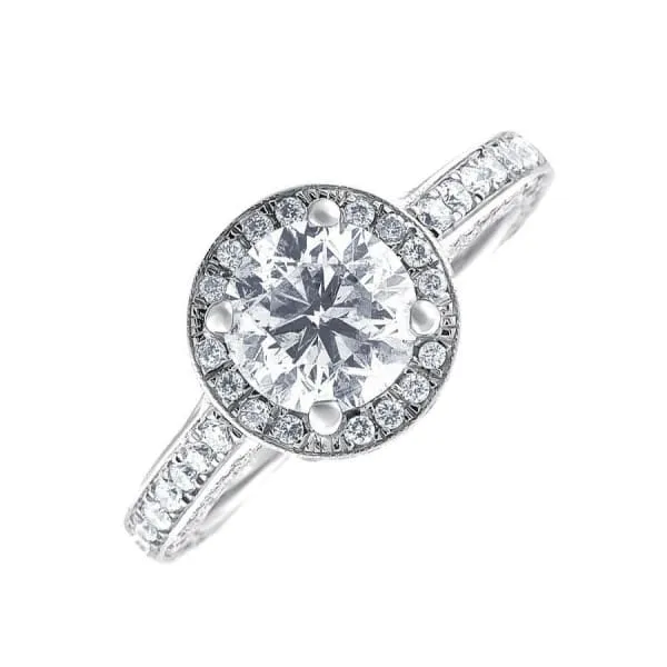 Rings Halo Diamond Engagement Ring Set in 14K White Gold 197ct tw Round Brilliant Clarity Enhanced Diamonds Diamond Source NYC