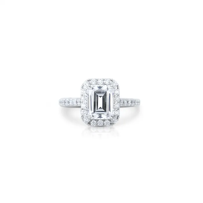 Rings Jack Kelege 18K White Gold Semi Mount Rectangle Halo Ring Jack Kelege Rings Jack Kelege 18K White Gold Semi Mount Rectangle Halo Ring Jack Kelege