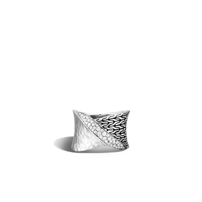Rings John Hardy John Hardy Classic Chain Sterling Silver Twisted Hammered Diamond Ring Rings John Hardy John Hardy Classic Chain Sterling Silver Twisted Hammered Diamond Ring