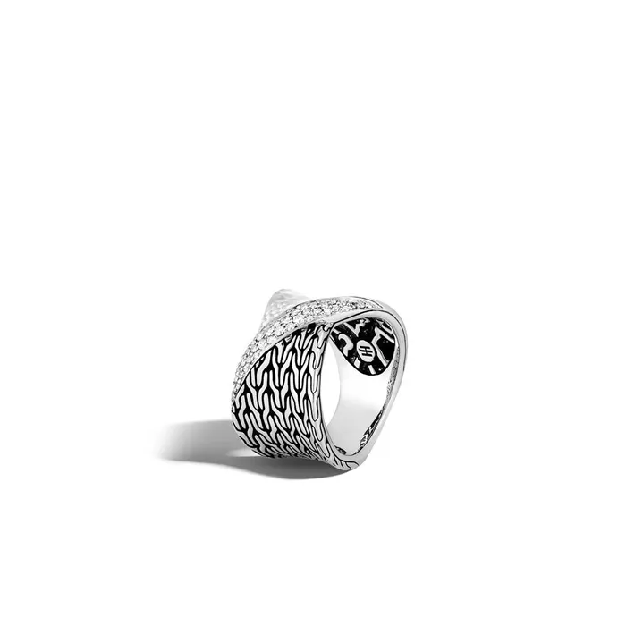 Rings John Hardy John Hardy Classic Chain Sterling Silver Twisted Hammered Diamond Ring Rings John Hardy John Hardy Classic Chain Sterling Silver Twisted Hammered Diamond Ring