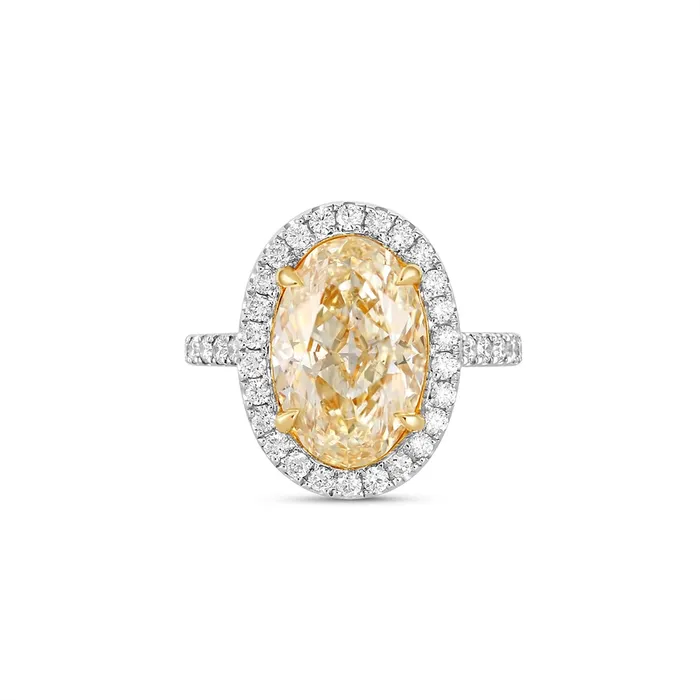 Rings Meierotto Jewelers 14K White and Yellow Gold Fancy Yellow Oval Diamond Ring with Halo Rings Meierotto Jewelers 14K White and Yellow Gold Fancy Yellow Oval Diamond Ring with Halo