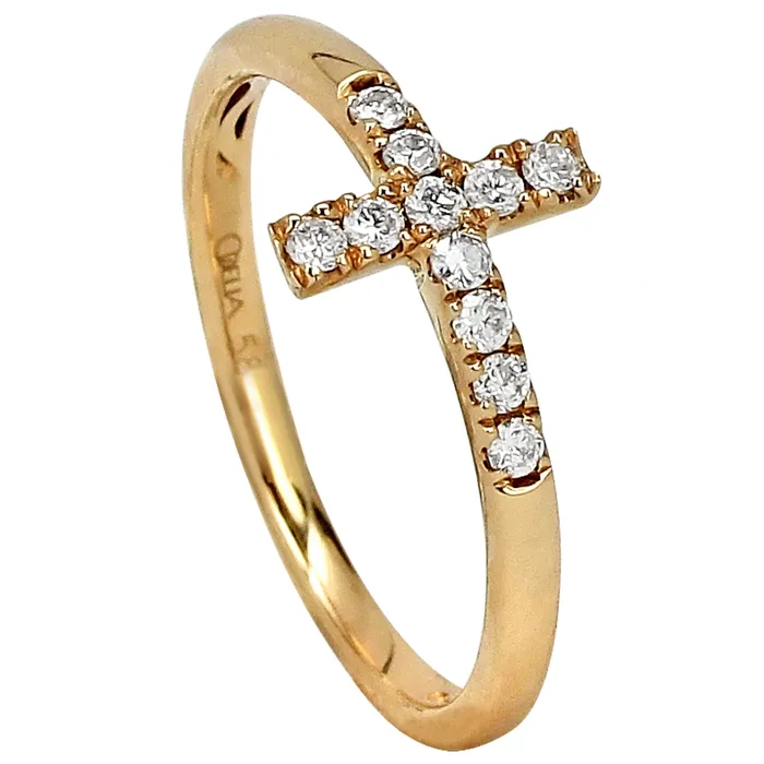 Rings Meierotto Jewelers 14K Yellow Gold Diamond Cross Ring