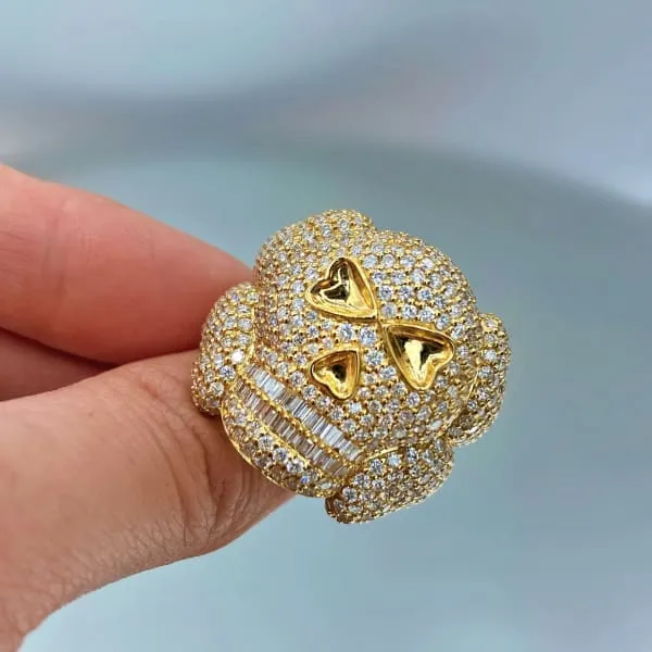 Rings Natural Round Brilliant Baguette Skull Diamond Fashion Ring Set in 14K Yellow Gold 585ct tw Diamond Source NYC
