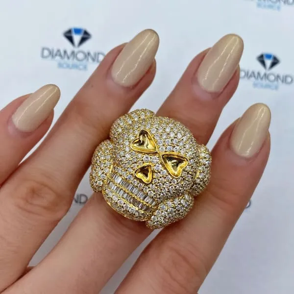 Rings Natural Round Brilliant Baguette Skull Diamond Fashion Ring Set in 14K Yellow Gold 585ct tw Diamond Source NYC