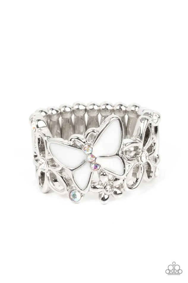 Rings Paparazzi Jewelry Paparazzi Ring All FLUTTERED Up White Rings Paparazzi Jewelry Paparazzi Ring All FLUTTERED Up White