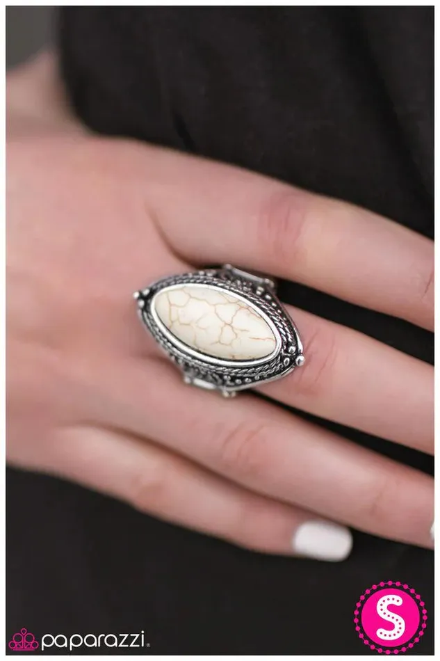 Rings Paparazzi Ring Canyon Explorer White Paparazzi Jewelry