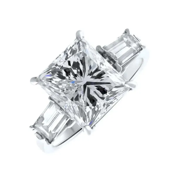 Rings Platinum Engagement Ring With Center Diamond 466ct Princess Cut K VS2 CSTM1725221 Diamond Source NYC