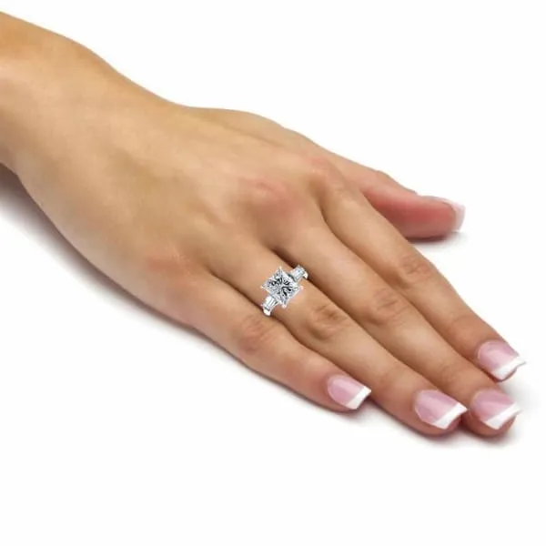 Rings Platinum Engagement Ring With Center Diamond 466ct Princess Cut K VS2 CSTM1725221 Diamond Source NYC