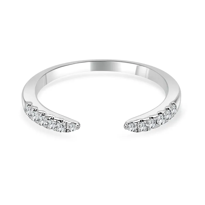 Rings Wedding Bands 14K White Gold Petite Round Diamond Open Band