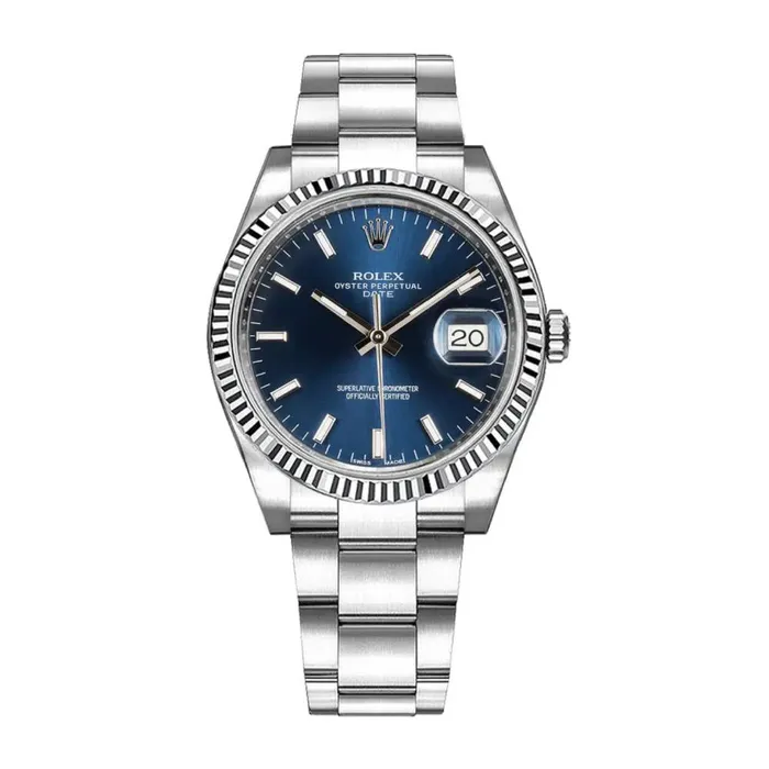 Rolex Bracelets Rolex Date 34mm Ref 1152340004 Blue Index Dial Stainless Steel Oyster Bracelet Watch Rolex Bracelets Rolex Date 34mm Ref 1152340004 Blue Index Dial Stainless Steel Oyster Bracelet Watch