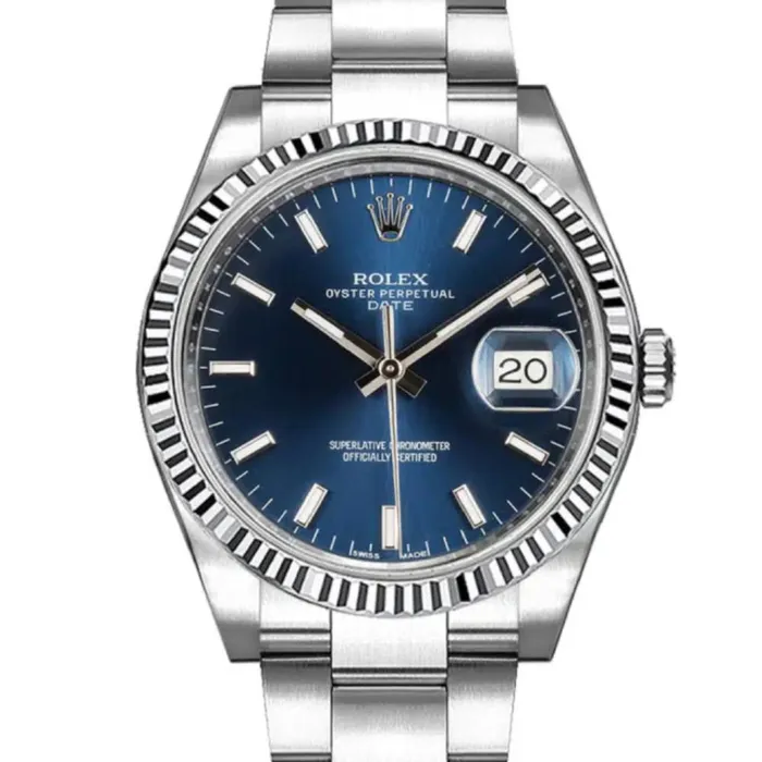 Rolex Bracelets Rolex Date 34mm Ref 1152340004 Blue Index Dial Stainless Steel Oyster Bracelet Watch