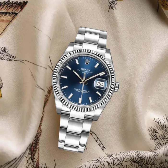 Rolex Bracelets Rolex Date 34mm Ref 1152340004 Blue Index Dial Stainless Steel Oyster Bracelet Watch