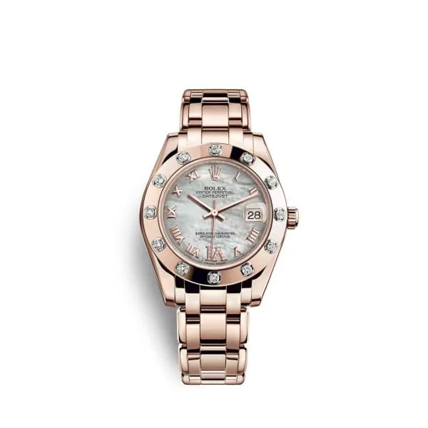 Rolex Bracelets Rolex Pearlmaster 34mm Ref 813150002 White mother of Pearl Roman Diamond Dial Diamond Bezel 18K Rose Gold Bracelet Womens Watch Rolex Bracelets Rolex Pearlmaster 34mm Ref 813150002 White mother of Pearl Roman Diamond Dial Diamond Bezel 18K Rose Gold Bracelet Womens Watch