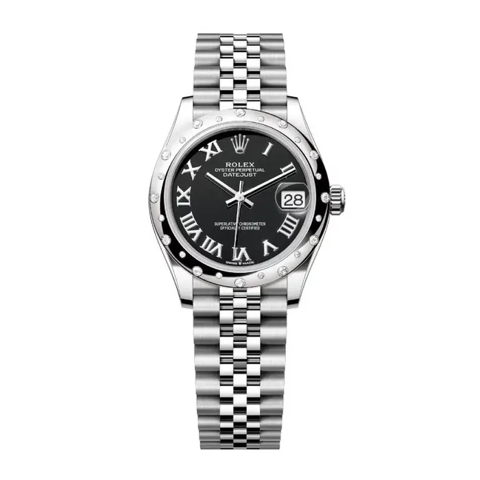 Rolex Datejust 31mm Ref 278344rbr0002 Black Roman Dial Diamond Bezel Stainless Steel Jubilee Bracelet Womens Watch Rolex Bracelets Rolex Datejust 31mm Ref 278344rbr0002 Black Roman Dial Diamond Bezel Stainless Steel Jubilee Bracelet Womens Watch Rolex Bracelets