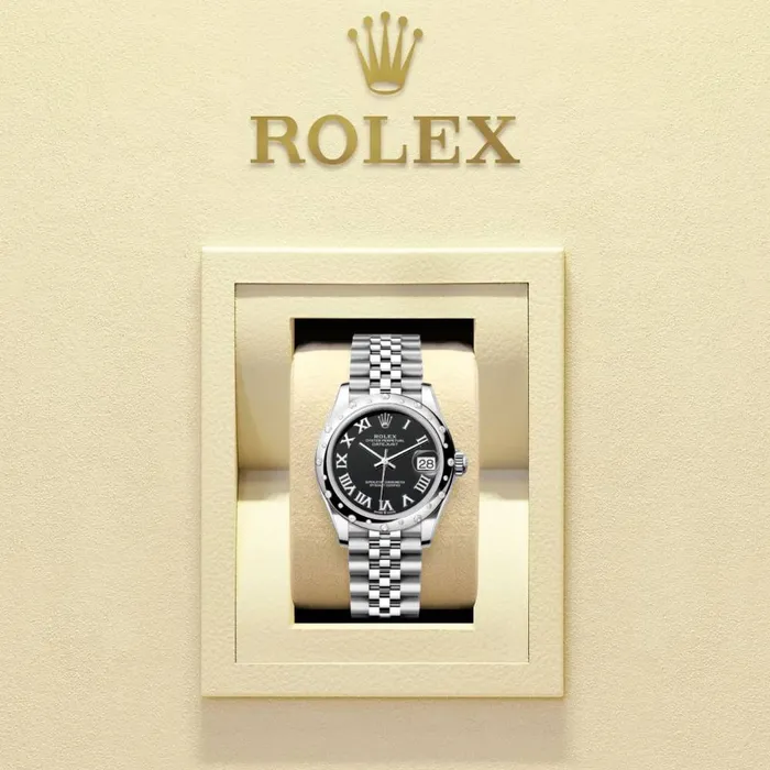 Rolex Datejust 31mm Ref 278344rbr0002 Black Roman Dial Diamond Bezel Stainless Steel Jubilee Bracelet Womens Watch Rolex Bracelets