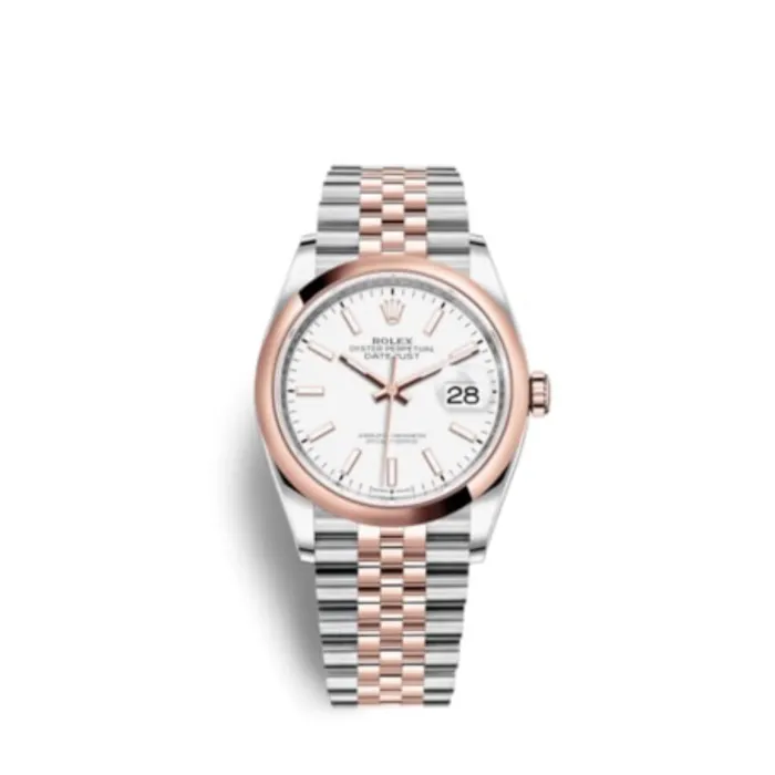Rolex Datejust 36mm Ref 1262010017 White Stick Dial Two Tone Stainless Steel 18K Rose Gold Jubilee Bracelet Watch Rolex Bracelets Rolex Datejust 36mm Ref 1262010017 White Stick Dial Two Tone Stainless Steel 18K Rose Gold Jubilee Bracelet Watch Rolex Bracelets
