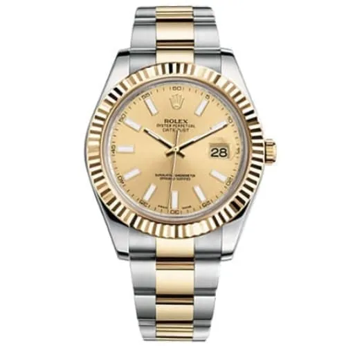 Rolex Datejust II 41mm Ref 116333 CSO Champagne Stick Dial Two Tone Stainless Steel 18K Yellow Gold Oyster Bracelet Mens Watch Rolex Bracelets Rolex Datejust II 41mm Ref 116333 CSO Champagne Stick Dial Two Tone Stainless Steel 18K Yellow Gold Oyster Bracelet Mens Watch Rolex Bracelets
