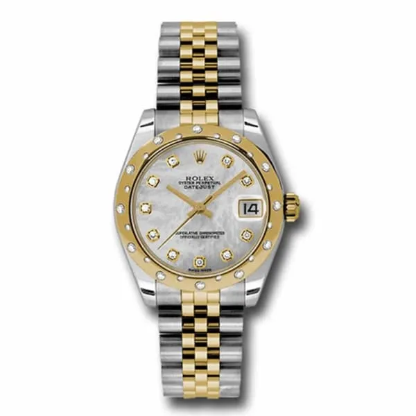 Rolex Rolex Datejust 31mm Ref 178343 mdj White Mother of Pearl Diamond Dial Diamond Bezel Two Tone Stainless Steel 18K Yellow Gold Jubilee Bracelet Womens Watch Bracelets Rolex Rolex Datejust 31mm Ref 178343 mdj White Mother of Pearl Diamond Dial Diamond Bezel Two Tone Stainless Steel 18K Yellow Gold Jubilee Bracelet Womens Watch Bracelets
