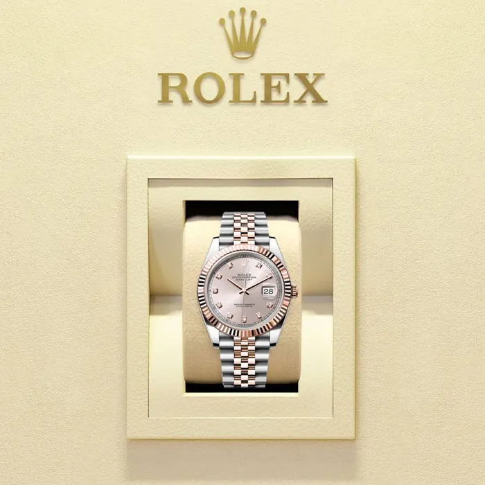 Rolex Rolex Datejust 41mm Ref 1263310008 Sundust Diamond Dial Two Tone Stainless Steel 18K Rose Gold Jubilee Bracelet Mens Watch Bracelets