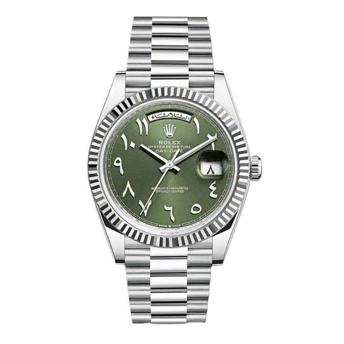Rolex Rolex Day Date 40mm Ref 228236 ogap Olive Green Arabic Dial Fluted Bezel Platinum President Bracelet Mens Watch Bracelets Rolex Rolex Day Date 40mm Ref 228236 ogap Olive Green Arabic Dial Fluted Bezel Platinum President Bracelet Mens Watch Bracelets