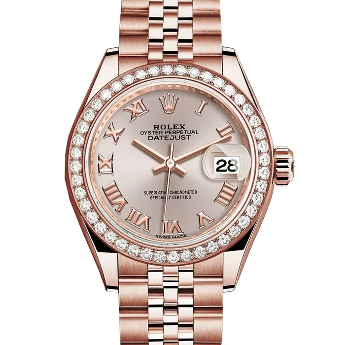 Rolex Rolex LadyDatejust 28mm Ref 279135rbr0009 Sundust Roman Dial 18K Rose Gold Jubilee Bracelet Womens Watch Bracelets