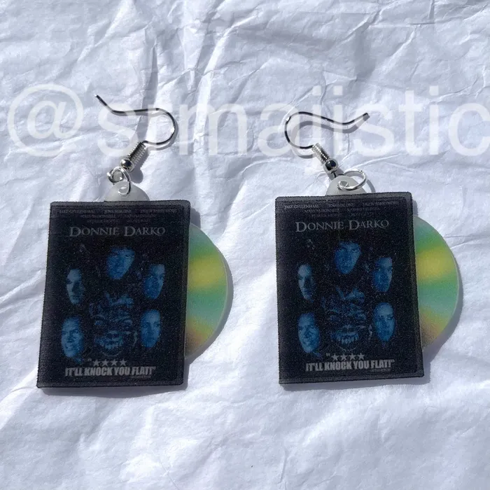 Sam Makes Things Earrings Donnie Darko 2001 DVD 2D detailed Handmade Earrings Sam Makes Things Earrings Donnie Darko 2001 DVD 2D detailed Handmade Earrings