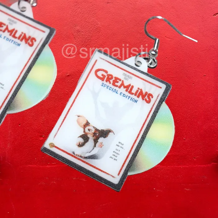 Sam Makes Things Earrings Gremlins 1984 DVD 2D detailed Handmade Earrings