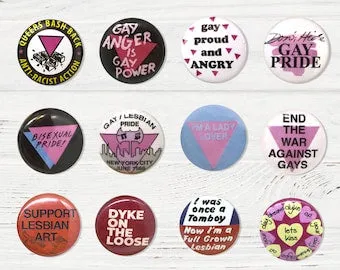 Sam Makes Things Earrings Vintage Pride Protest Button Design 2D Handmade Earrings