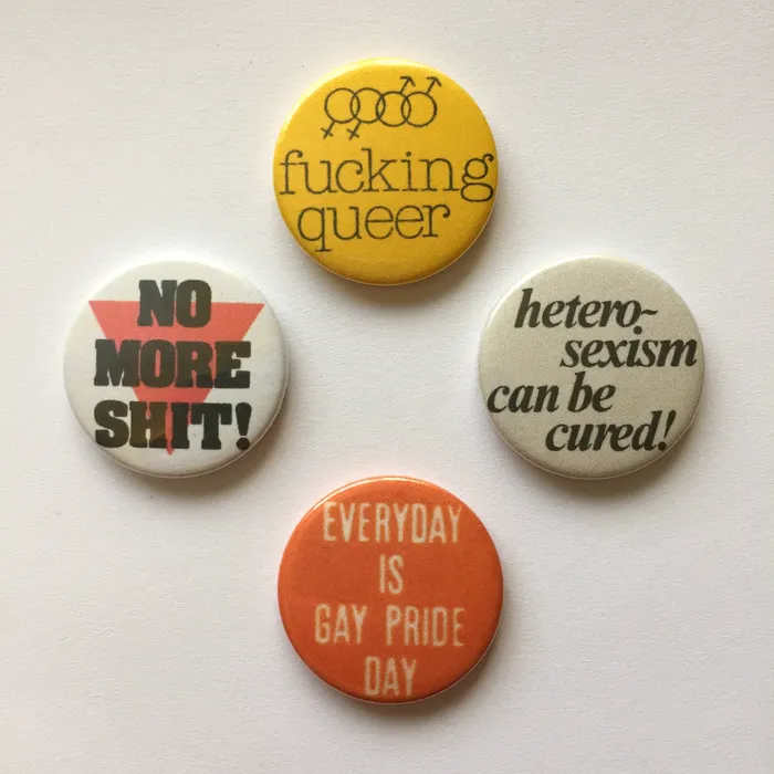Sam Makes Things Earrings Vintage Pride Protest Button Design 2D Handmade Earrings