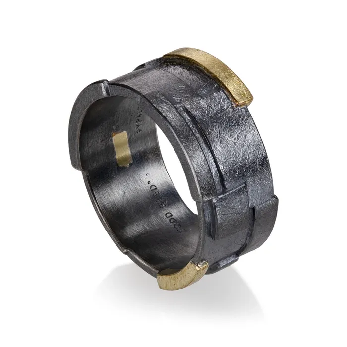 Todd Reed Rings Todd Reed 18K Yellow Gold with Patina Sterling Silver Hand Forged Band Todd Reed Rings Todd Reed 18K Yellow Gold with Patina Sterling Silver Hand Forged Band