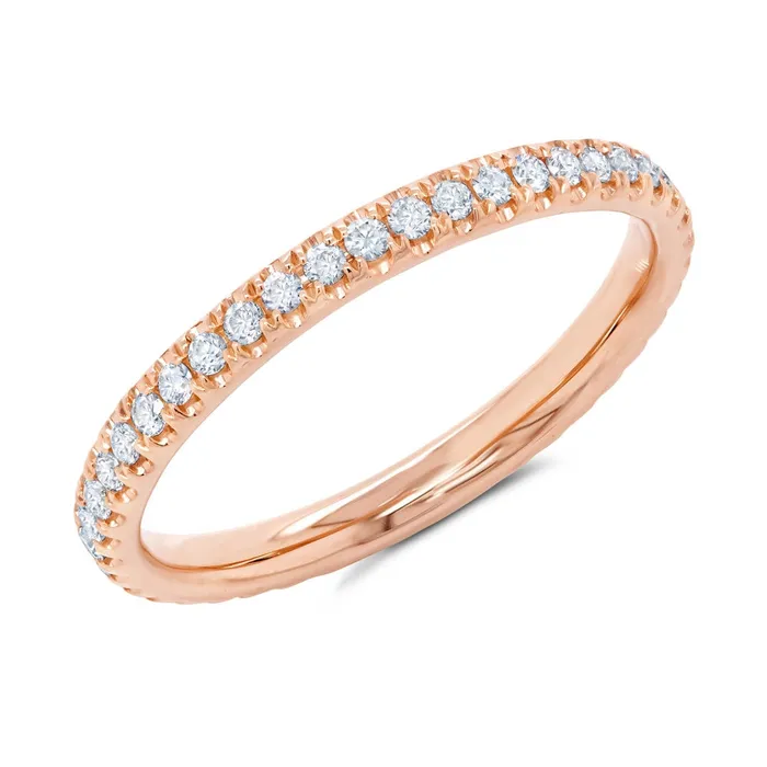 Wedding Bands Rings 14K Rose Gold Diamond Eternity Band