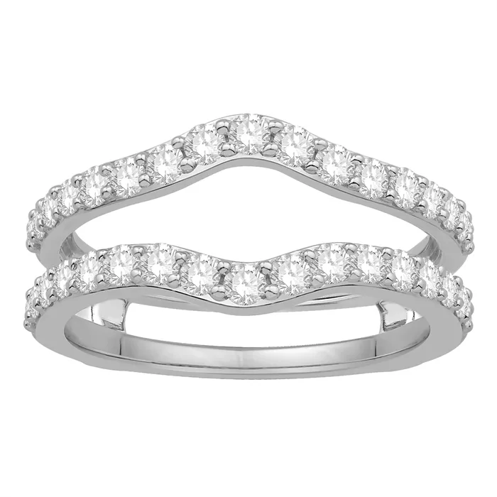 Wedding Bands Rings 14K White Gold Diamond Ring Guard