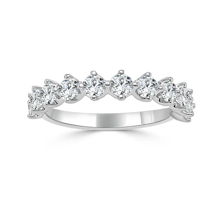 Wedding Bands Rings 14K White Gold Four Prong Diamond Band