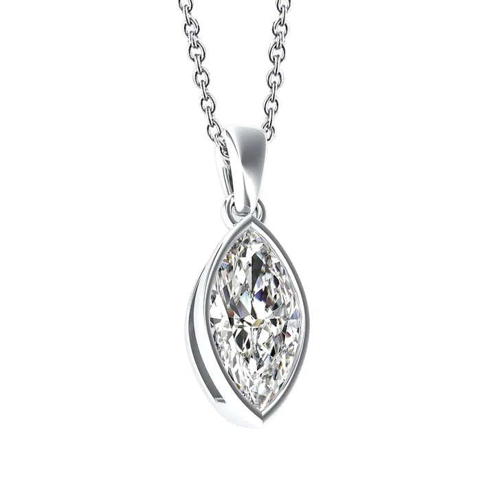 15 Carats Solitaire Marquise Cut Natural Earth Mined Diamond Pendant White Gold 14K GB Necklaces 15 Carats Solitaire Marquise Cut Natural Earth Mined Diamond Pendant White Gold 14K GB Necklaces