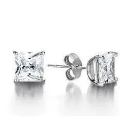15 Ct Princess Cut Natural Earth Mined Diamond Stud Earring 14K White Gold GB Earrings 15 Ct Princess Cut Natural Earth Mined Diamond Stud Earring 14K White Gold GB Earrings