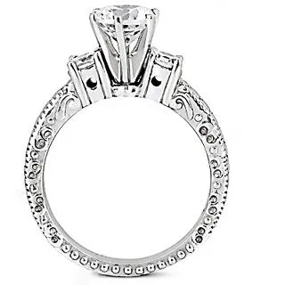 151 Ct Antique Style Gold Natural Earth Mined Diamond Three Stone Wedding Ring GB Rings