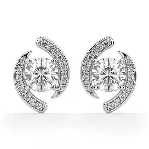 19 Ct Round Cut Natural Earth Mined Diamond Women Stud Halo Earring 14K White Gold GB Earrings 19 Ct Round Cut Natural Earth Mined Diamond Women Stud Halo Earring 14K White Gold GB Earrings