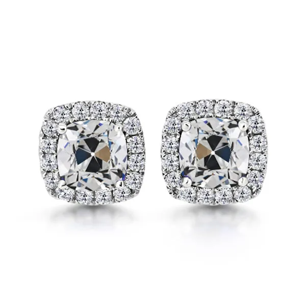 14K Gold Halo Real Diamond Cushion Old Miner Stud Earrings 10 Carats HarryChadEntcom Earrings 14K Gold Halo Real Diamond Cushion Old Miner Stud Earrings 10 Carats HarryChadEntcom Earrings