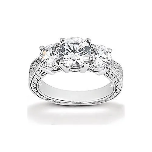 301 Ct Natural Earth Mined Diamond 3 Stone Ring Antique Style White Gold 14K GB Rings 301 Ct Natural Earth Mined Diamond 3 Stone Ring Antique Style White Gold 14K GB Rings