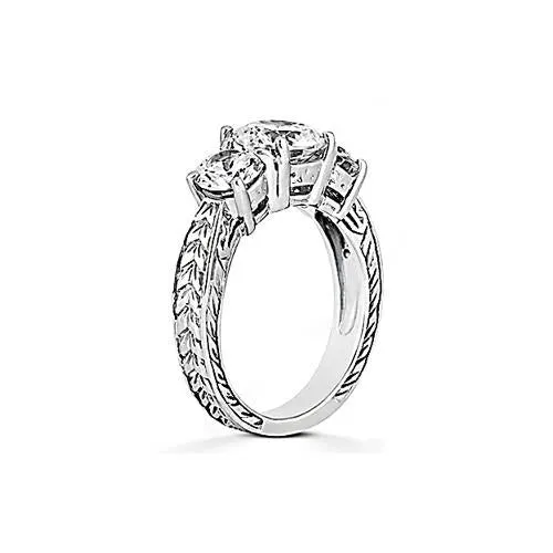 301 Ct Natural Earth Mined Diamond 3 Stone Ring Antique Style White Gold 14K GB Rings 301 Ct Natural Earth Mined Diamond 3 Stone Ring Antique Style White Gold 14K GB Rings