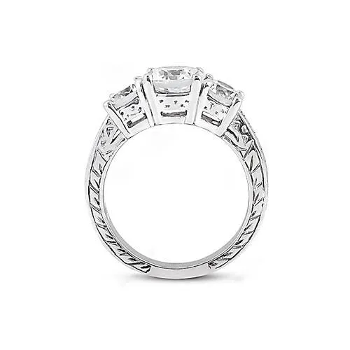 301 Ct Natural Earth Mined Diamond 3 Stone Ring Antique Style White Gold 14K GB Rings 301 Ct Natural Earth Mined Diamond 3 Stone Ring Antique Style White Gold 14K GB Rings