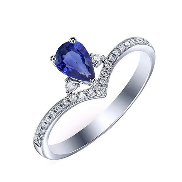 3 Stone Ring With Round Natural Earth Mined Diamond Accents Pear Blue Sapphire 250 Carats HarryChadEntcom Rings 3 Stone Ring With Round Natural Earth Mined Diamond Accents Pear Blue Sapphire 250 Carats HarryChadEntcom Rings