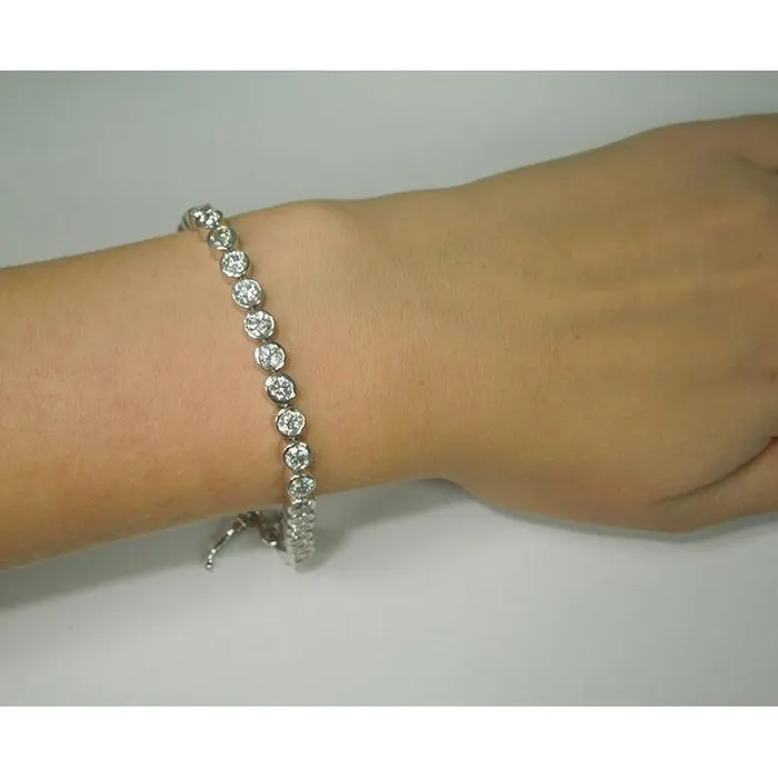 5 Carats Bezel Set Real Natural Earth Mined Diamond Tennis Bracelet White Gold GB Bracelets 5 Carats Bezel Set Real Natural Earth Mined Diamond Tennis Bracelet White Gold GB Bracelets