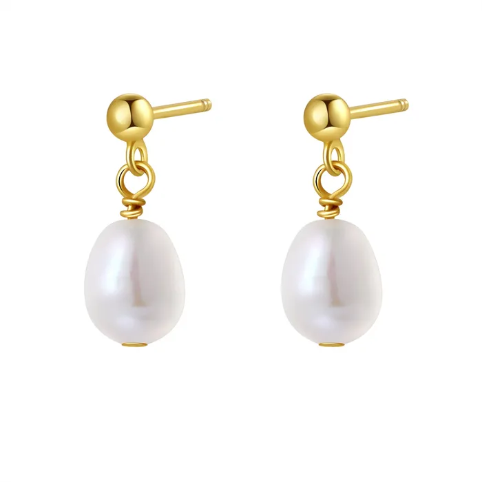 Ball and Pearl Drop Stud Earrings Sterling Silver Hey Happiness Earrings