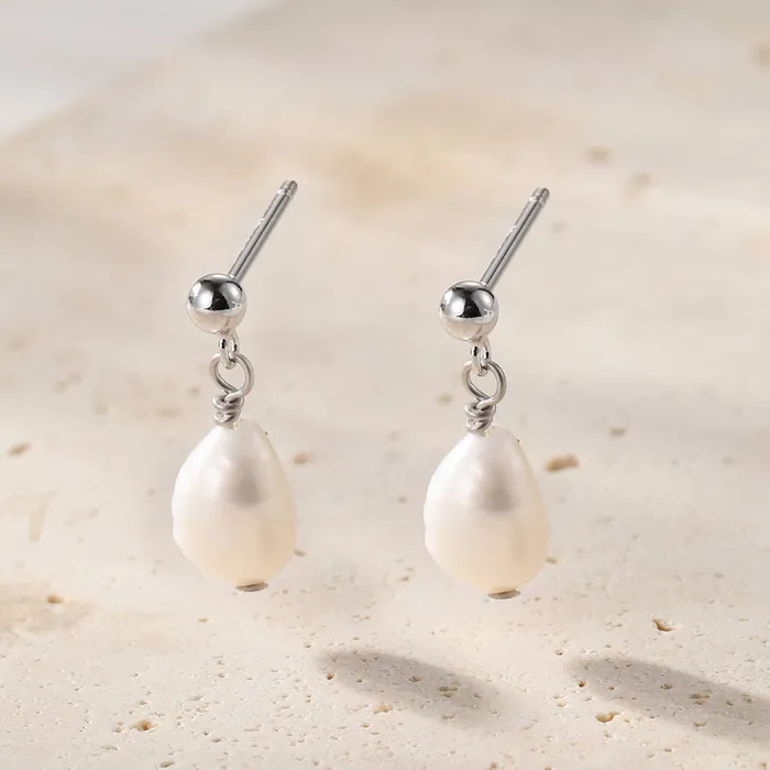 Ball and Pearl Drop Stud Earrings Sterling Silver Hey Happiness Earrings Ball and Pearl Drop Stud Earrings Sterling Silver Hey Happiness Earrings