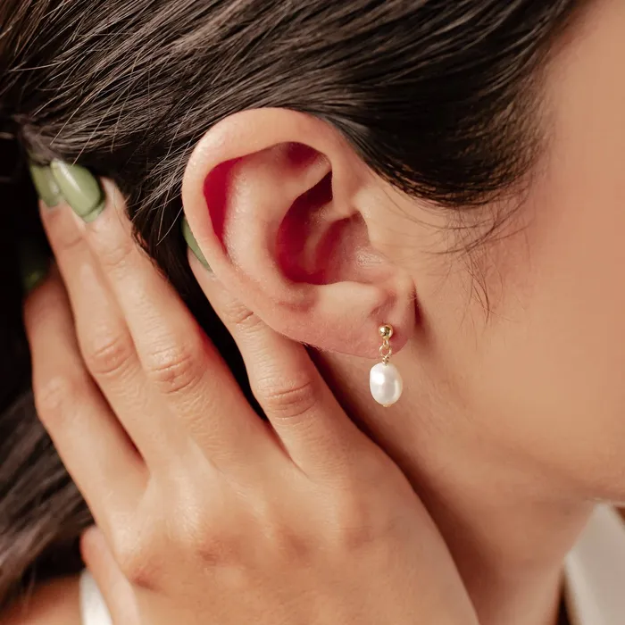 Ball and Pearl Drop Stud Earrings Sterling Silver Hey Happiness Earrings Ball and Pearl Drop Stud Earrings Sterling Silver Hey Happiness Earrings