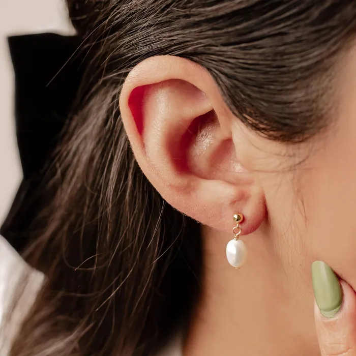 Ball and Pearl Drop Stud Earrings Sterling Silver Hey Happiness Earrings Ball and Pearl Drop Stud Earrings Sterling Silver Hey Happiness Earrings