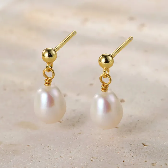 Ball and Pearl Drop Stud Earrings Sterling Silver Hey Happiness Earrings Ball and Pearl Drop Stud Earrings Sterling Silver Hey Happiness Earrings